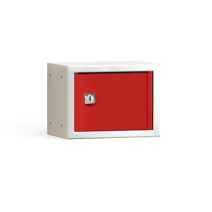 Szafka osobista CUBE, szary korpus, czerwone drzwi, 150x200x150 mm