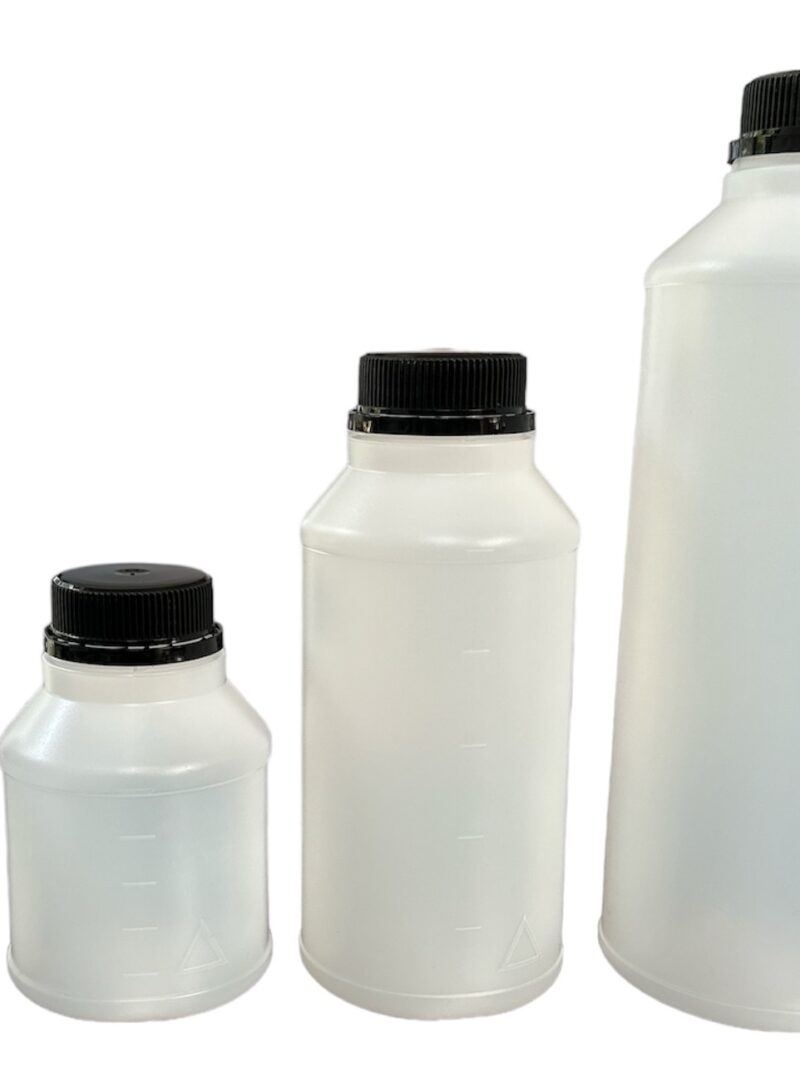Butelki okragłe HDPE 100ml, 250ml, 500ml, 1000ml do substancji chemicznych i innych płynów