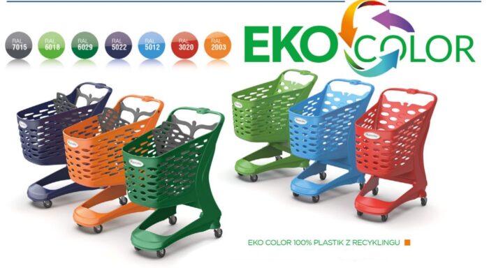 Wózek sklepowy plastikowy Rabtrolley MINI 80L Eko Color