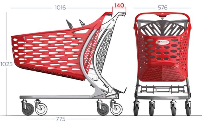 Wózek sklepowy plastikowy Rabtrolley Samba Basic 130l EKO Color