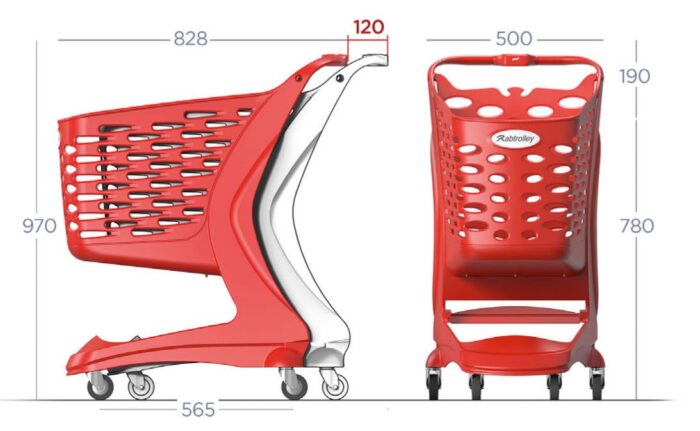 Wózek sklepowy plastikowy Rabtrolley MINI 80L Eko Color