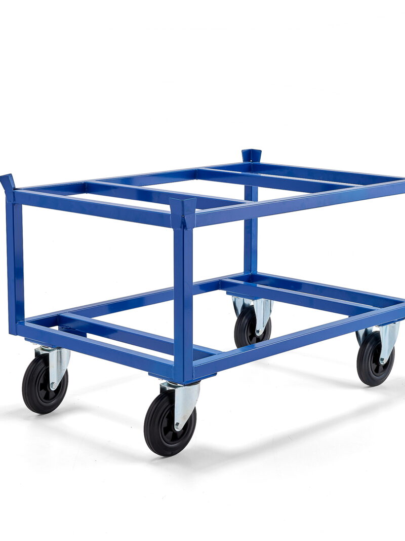 Bezpieczny wózek paletowy FRAME, 500 kg, koła gumowe Ø 200 mm, 1200x800x795 mm