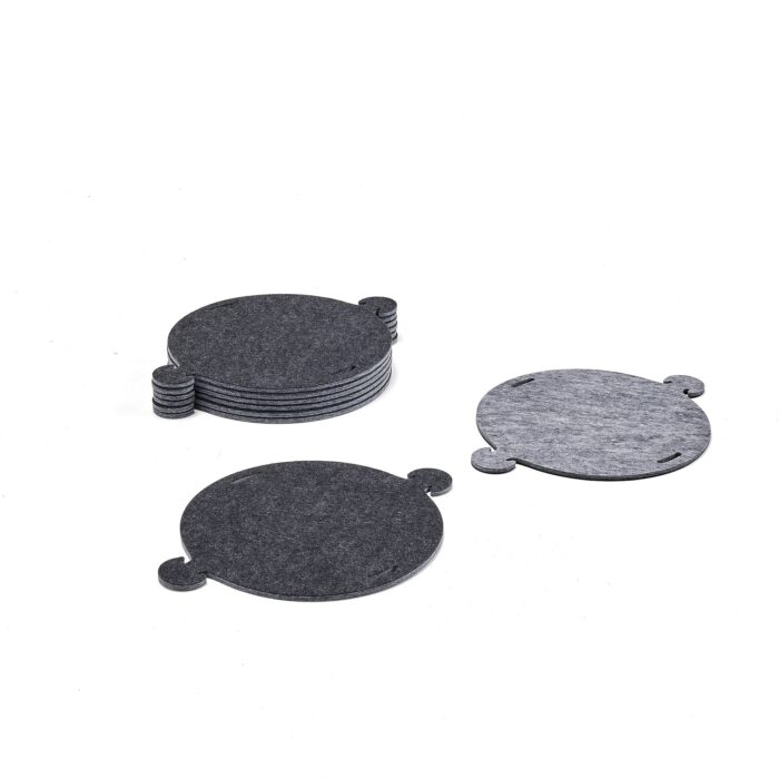 Dźwiękochłonny panel wiszący CIRCLES, 8 szt., Ø350x8 mm, jasnoszary/ciemnoszary