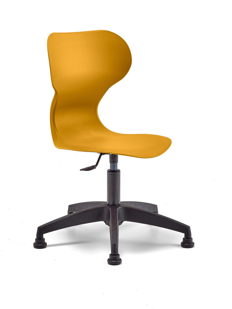 Krzesło BRIAN, z regulacją wysokości, na ślizgaczach, żółty