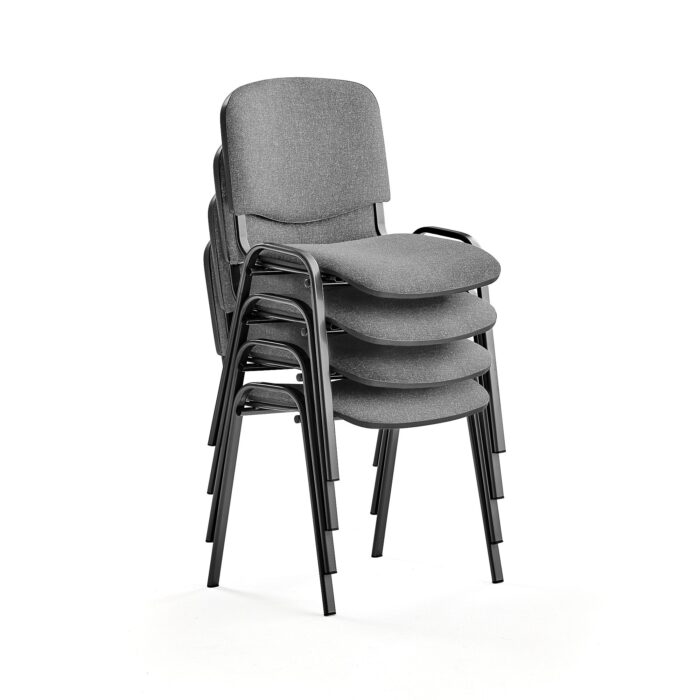 Krzesło konferencyjne NELSON, 4 szt., jasnoszara tkanina, czarny