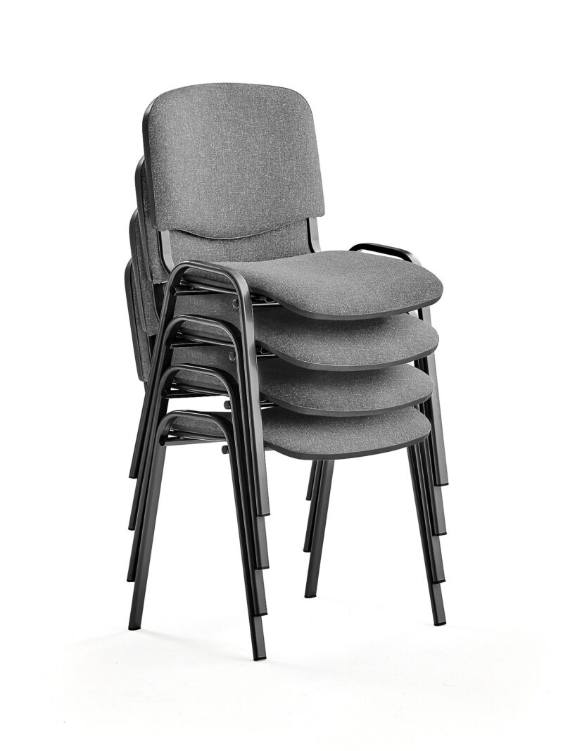 Krzesło konferencyjne NELSON, 4 szt., jasnoszara tkanina, czarny
