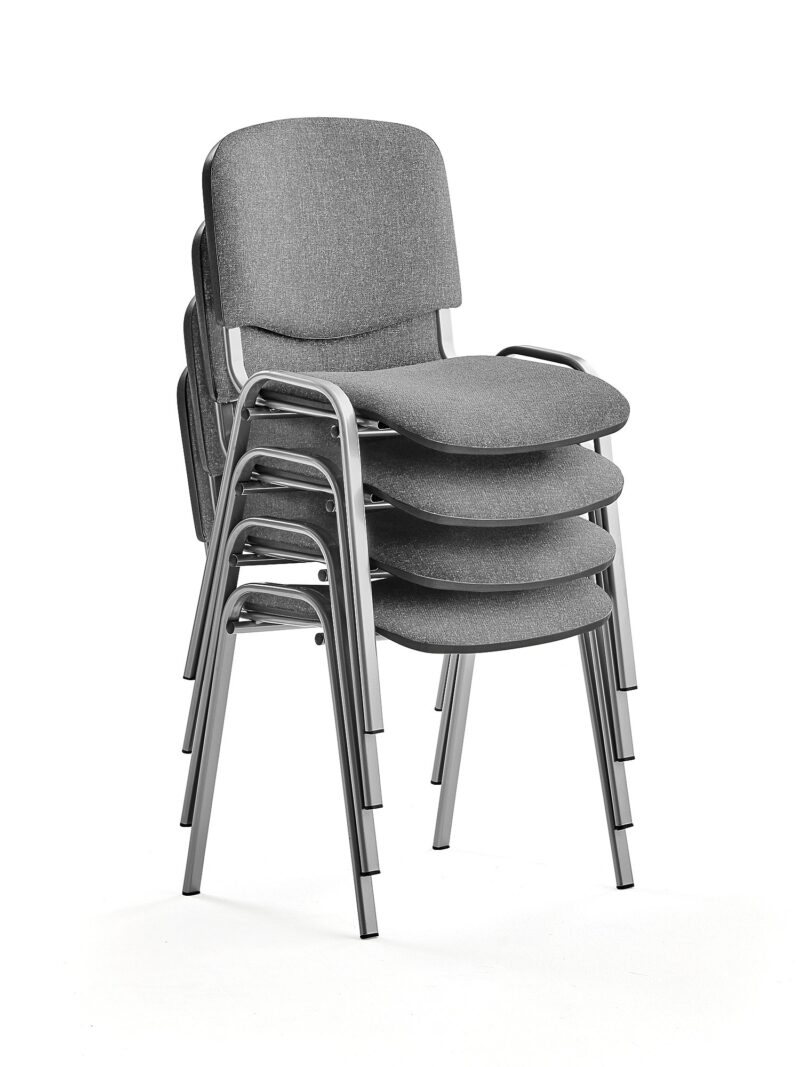 Krzesło konferencyjne NELSON, 4 szt., jasnoszara tkanina, szary aluminium