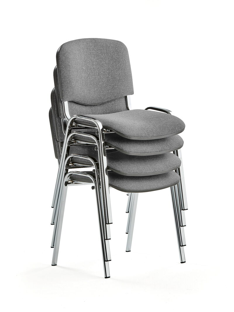 Krzesło konferencyjne NELSON, 4 szt., jasnoszara tkanina, chrom