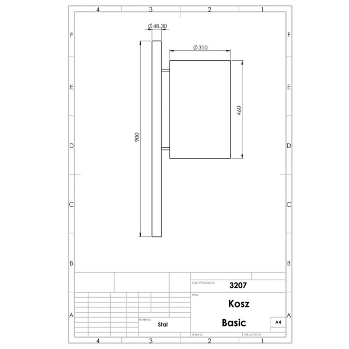 Kosz stalowy Basic z daszkiem - obrazek 3