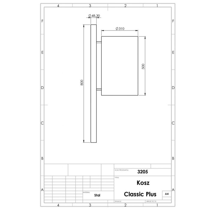 Kosz Classic plus bez daszka stalowy, 35l - obrazek 2