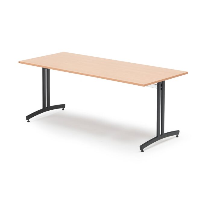 Stół do stołówki SANNA, 1800x800x720 mm, czarny/buk