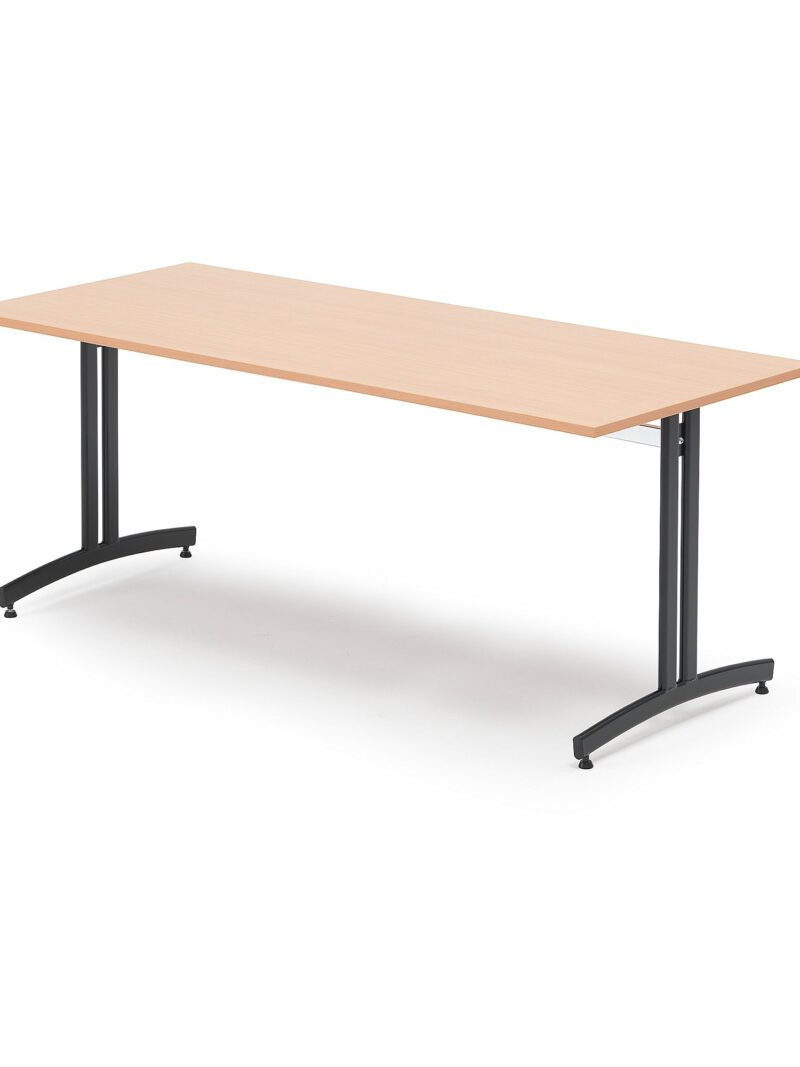 Stół do stołówki SANNA, 1800x800x720 mm, czarny/buk