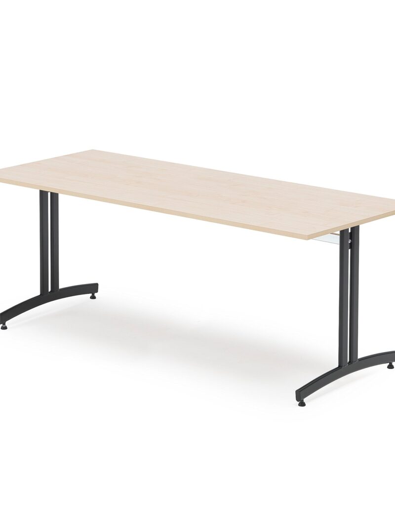 Stół do stołówki SANNA, 1800x800x720 mm, czarny/brzoza