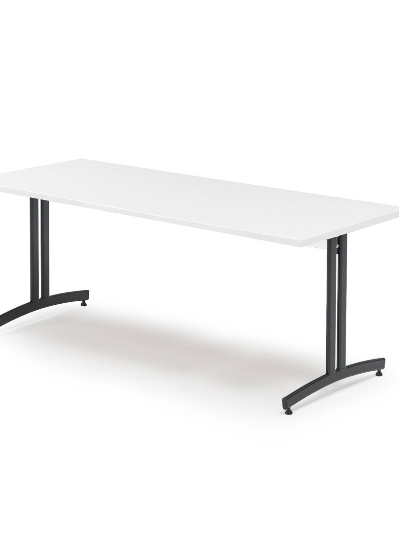 Stół do stołówki SANNA, 1800x800x720 mm, czarny/biały