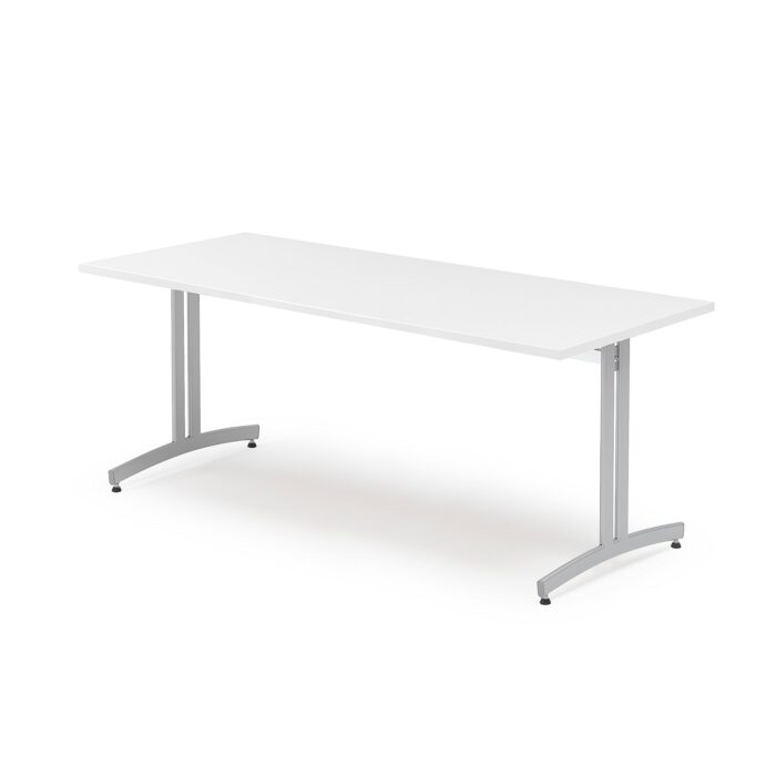 Stół do stołówki SANNA, 1800x800x720 mm, srebrny/biały
