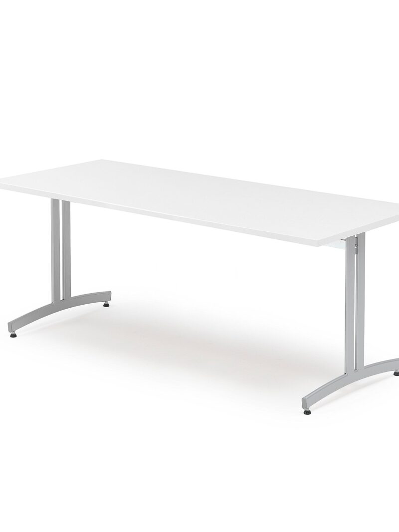 Stół do stołówki SANNA, 1800x800x720 mm, srebrny/biały