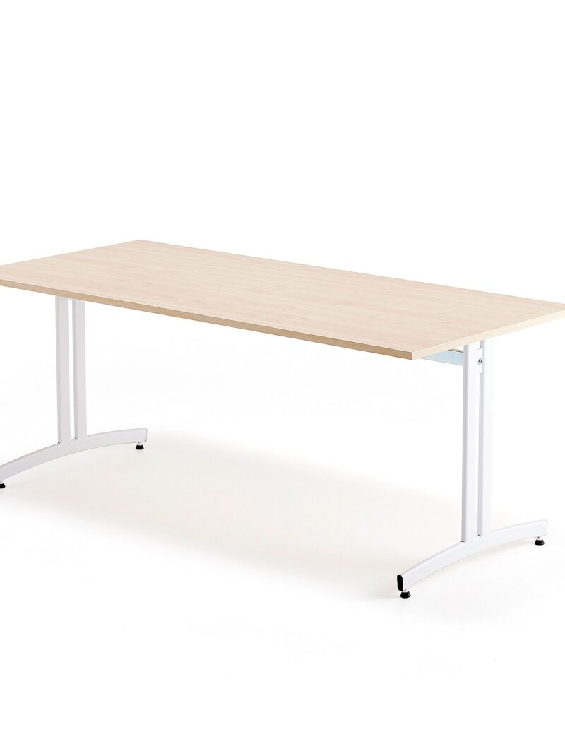 Stół do stołówki SANNA, 1800x800x720 mm, biały/brzoza