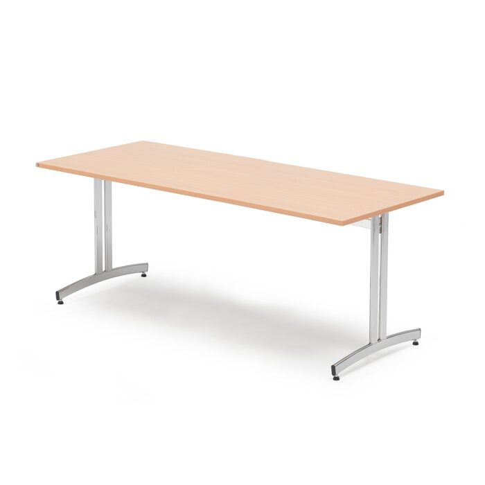 Stół do stołówki SANNA, 1800x800x720 mm, chrom/buk