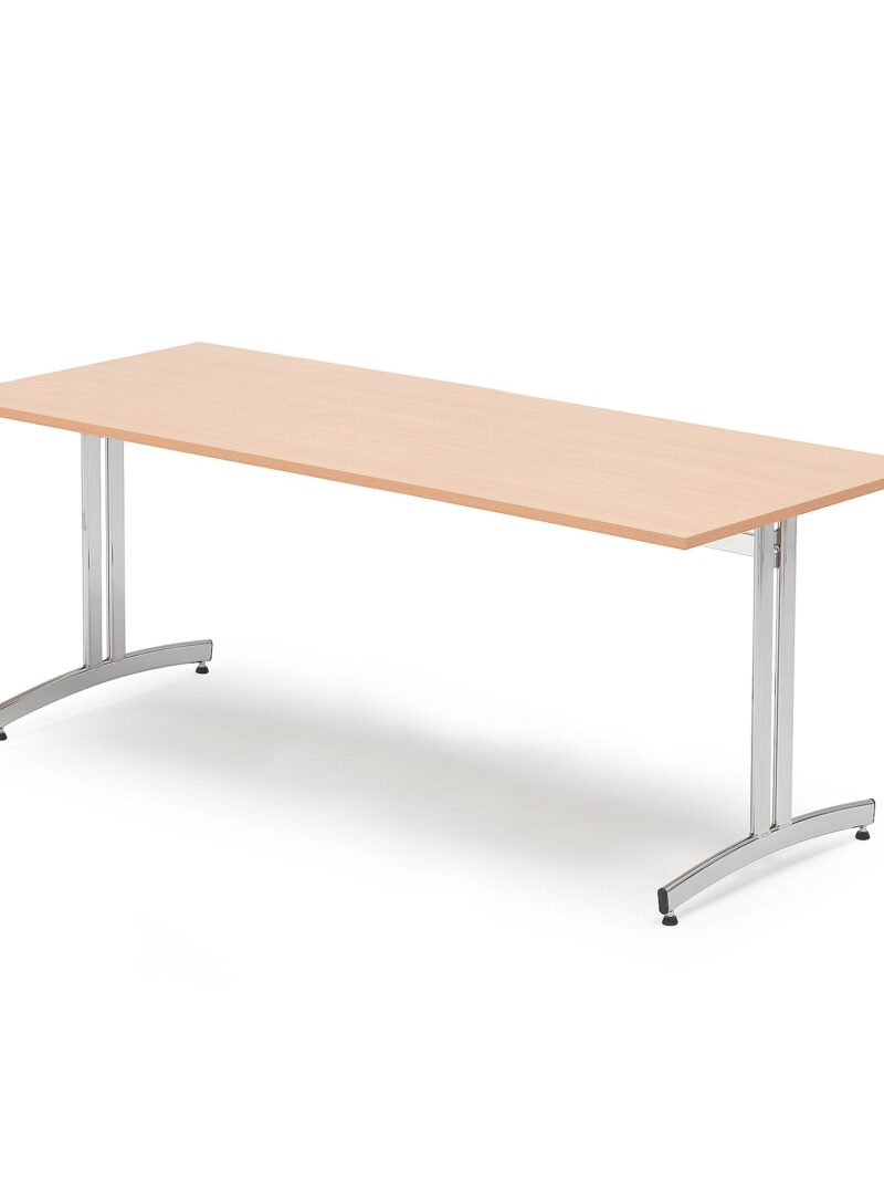 Stół do stołówki SANNA, 1800x800x720 mm, chrom/buk
