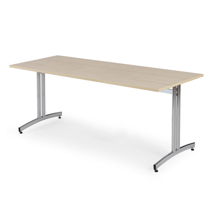 Stół do stołówki SANNA, 1800x800x720 mm, chrom/brzoza