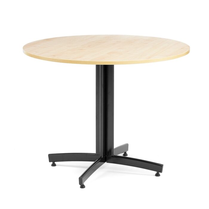 Okrągły stół do stołówki SANNA, Ø900x720 mm, czarny/brzoza