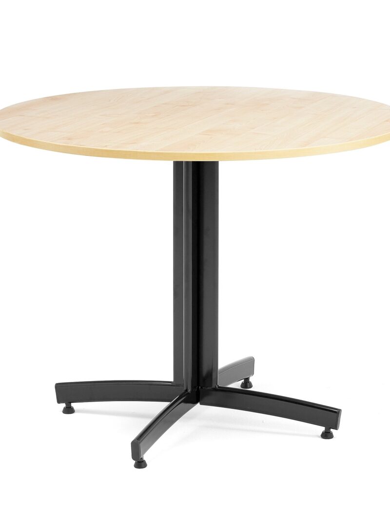Okrągły stół do stołówki SANNA, Ø900x720 mm, czarny/brzoza