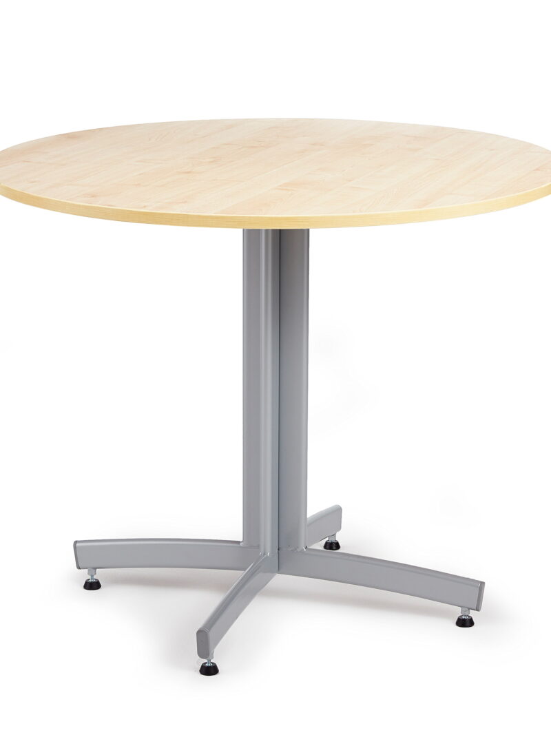 Okrągły stół do stołówki SANNA, Ø900x720 mm, srebrny/brzoza