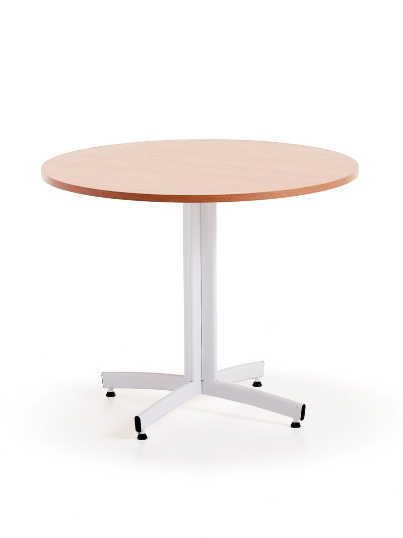 Okrągły stół do stołówki SANNA, Ø900x720 mm, biały/buk