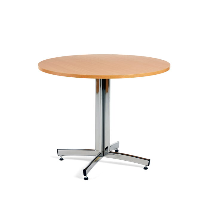 Okrągły stół do stołówki SANNA, Ø900x720 mm, chrom/buk