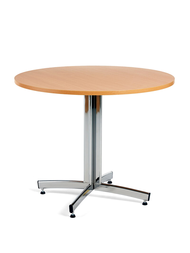 Okrągły stół do stołówki SANNA, Ø900x720 mm, chrom/buk