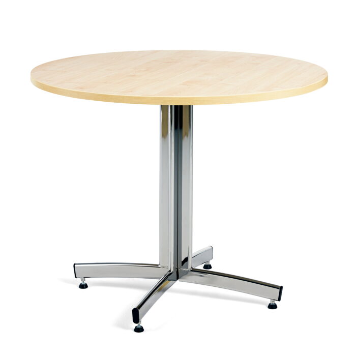 Okrągły stół do stołówki SANNA, Ø900x720 mm, chrom/brzoza