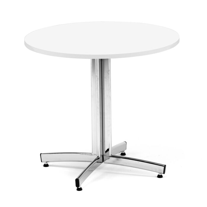 Okrągły stół do stołówki SANNA, Ø900x720 mm, chrom/biały