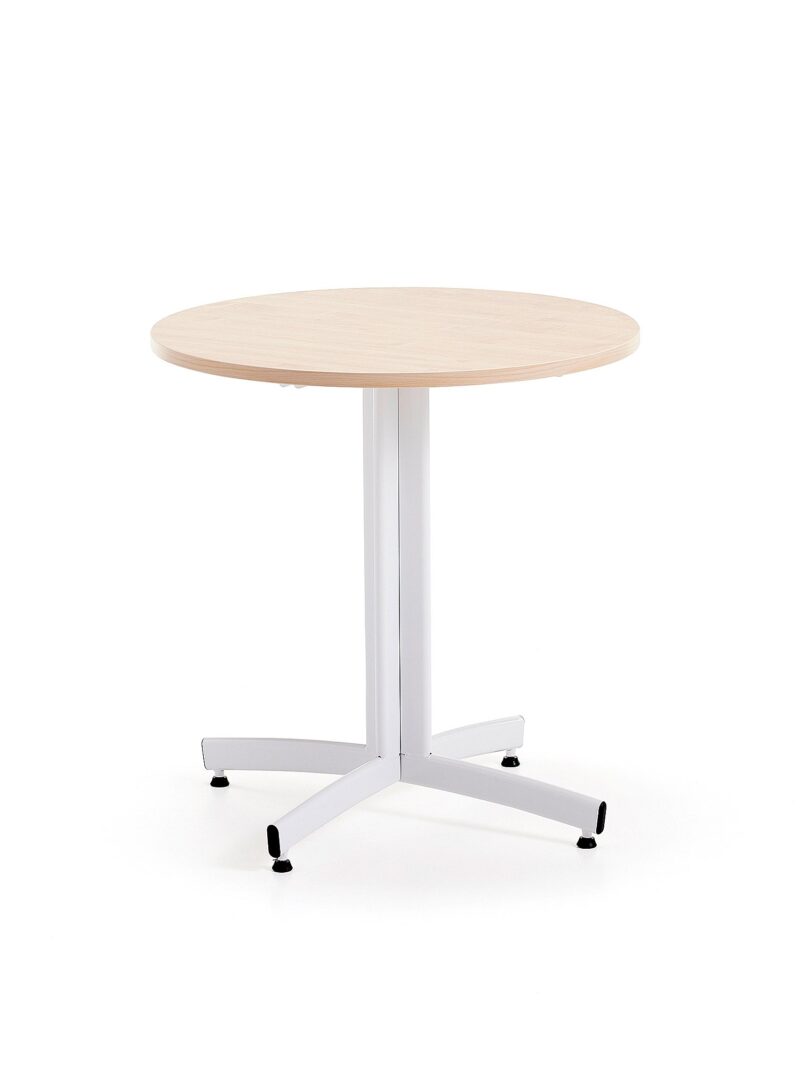 Okrągły stół do stołówki SANNA, Ø700x720 mm, biały/brzoza