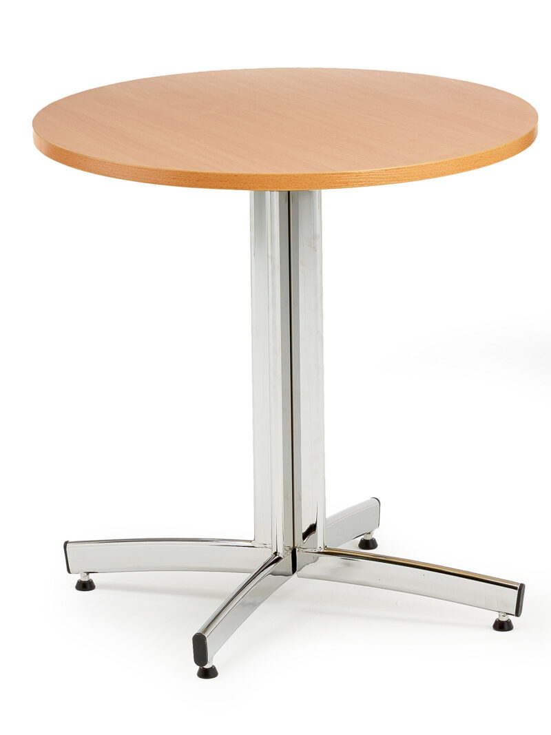 Okrągły stół do stołówki SANNA, Ø700x720 mm, chrom/buk