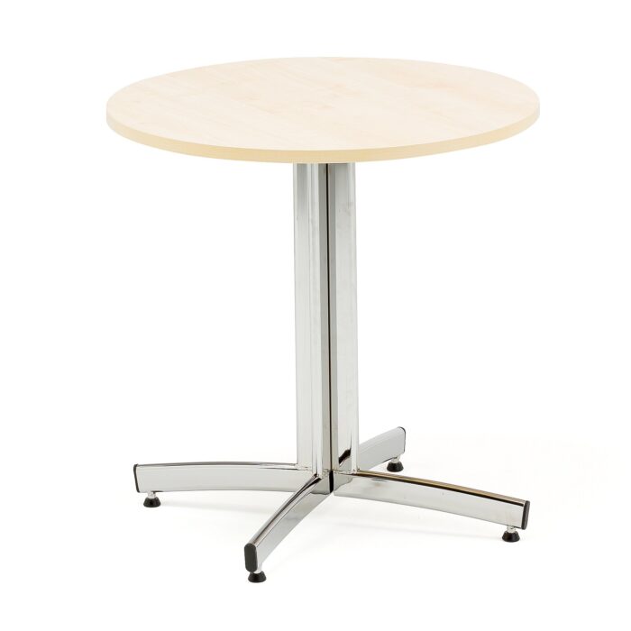 Okrągły stół do stołówki SANNA, Ø700x720 mm, chrom/brzoza