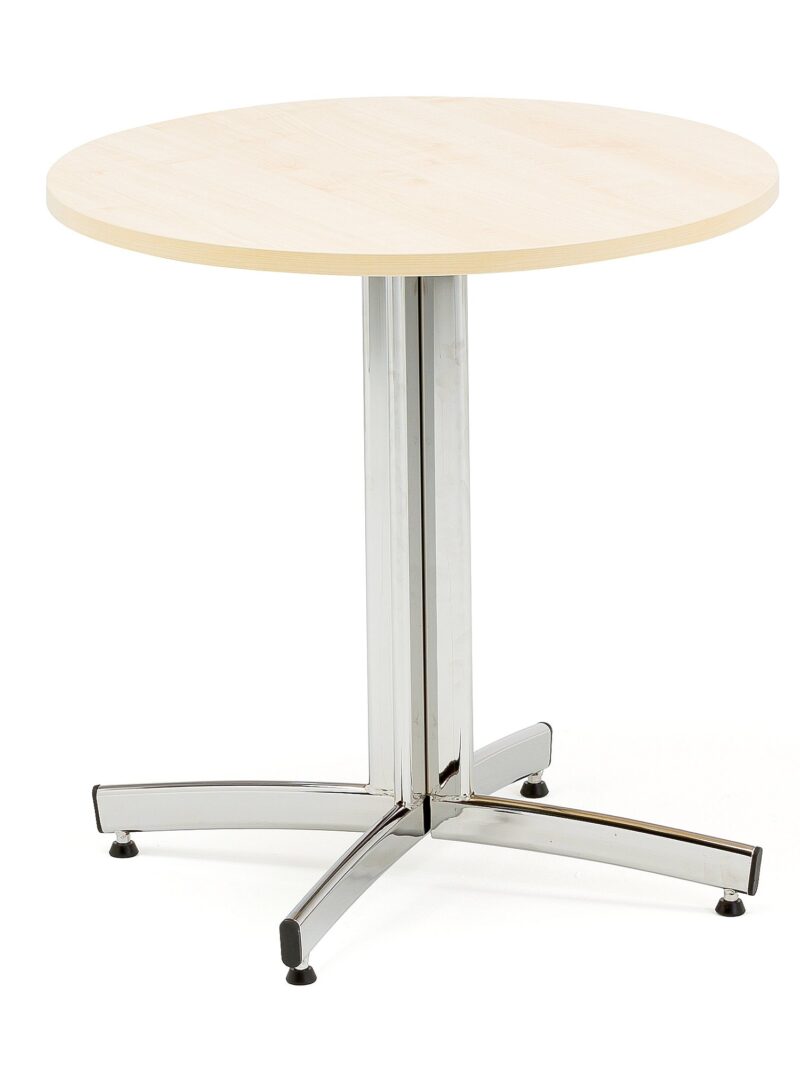 Okrągły stół do stołówki SANNA, Ø700x720 mm, chrom/brzoza