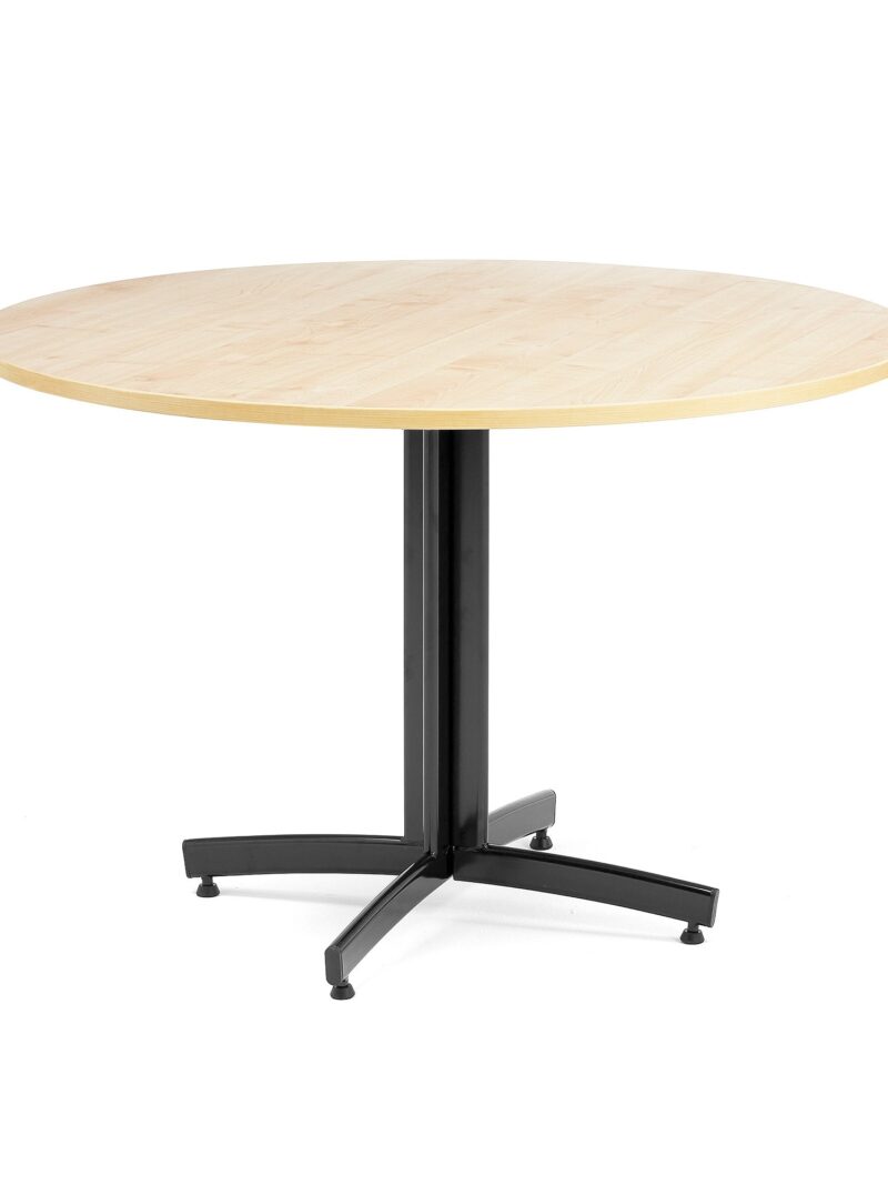 Okrągły stół do stołówki SANNA, Ø1100x720 mm, czarny/brzoza