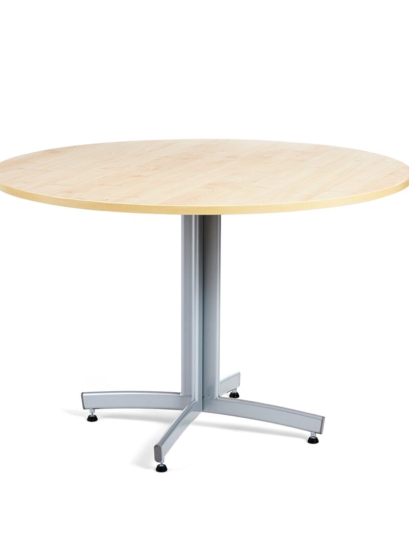 Okrągły stół do stołówki SANNA, Ø1100x720 mm, srebrny/brzoza