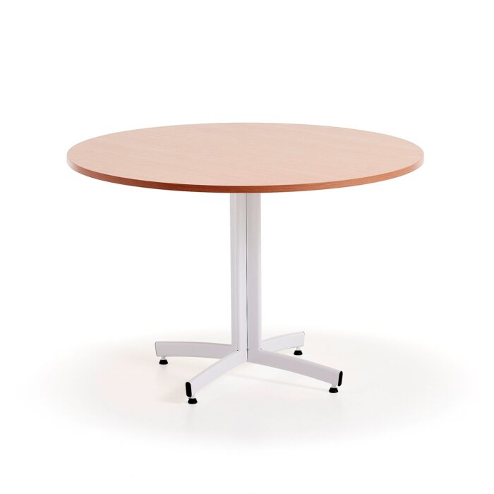 Okrągły stół do stołówki SANNA, Ø1100x720 mm, biały/buk