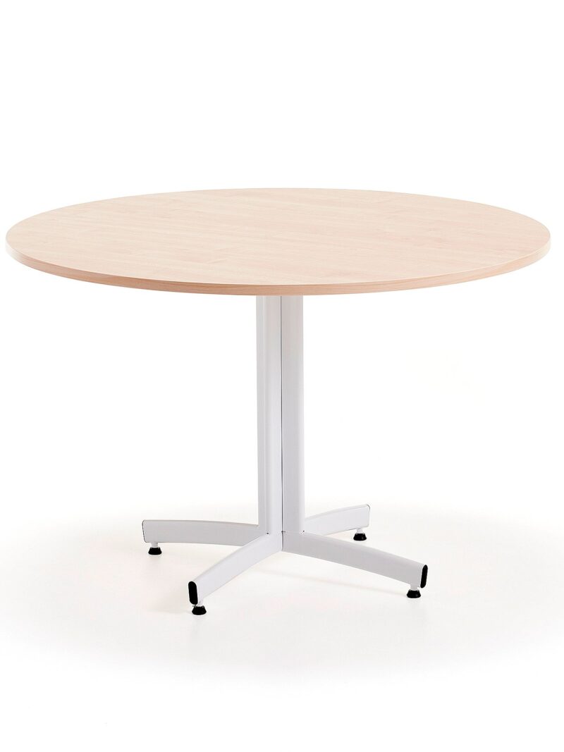 Okrągły stół do stołówki SANNA, Ø1100x720 mm, biały/brzoza