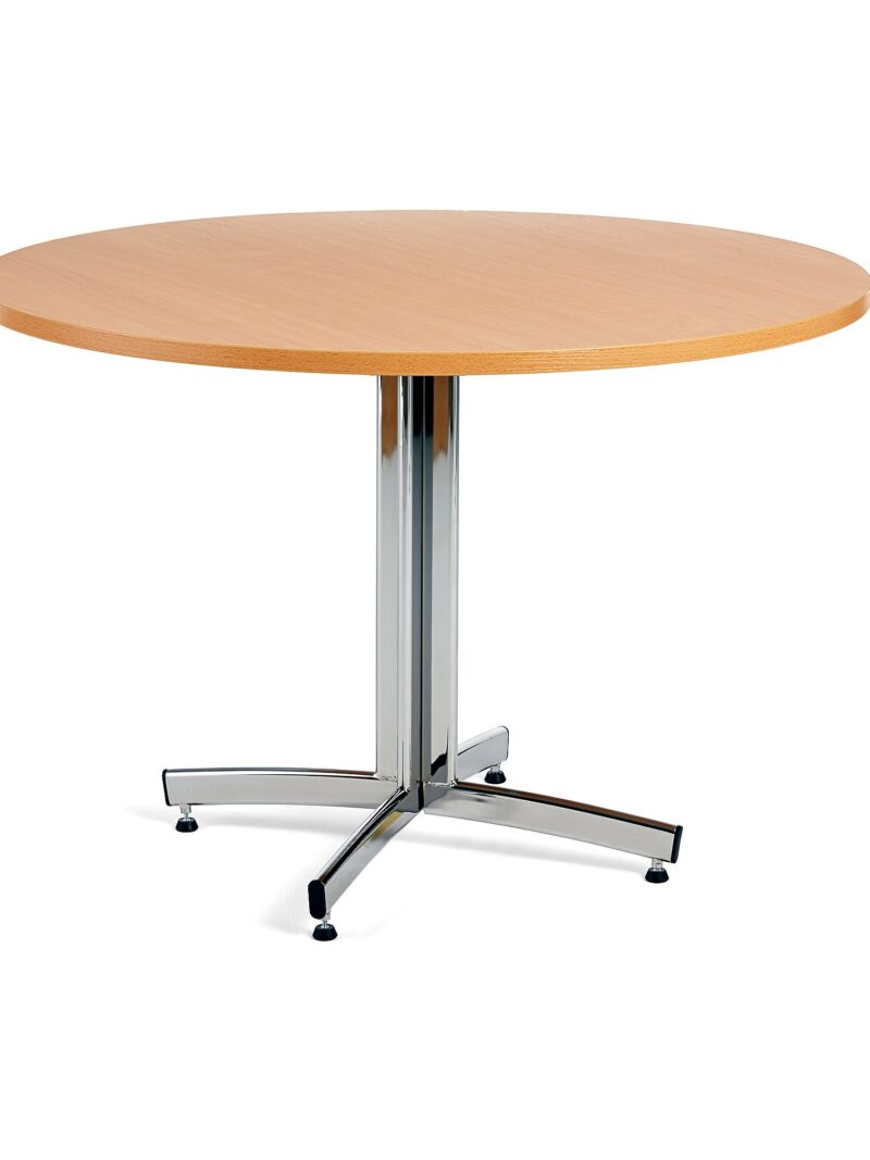 Okrągły stół do stołówki SANNA, Ø1100x720 mm, chrom/buk