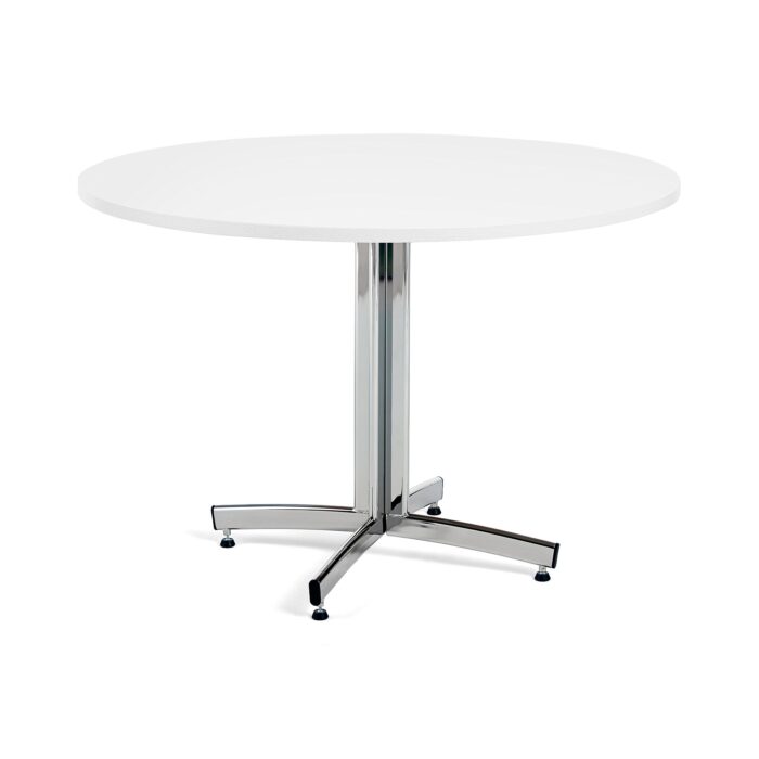 Okrągły stół do stołówki SANNA, Ø1100x720 mm, chrom/biały