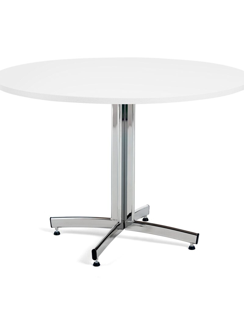 Okrągły stół do stołówki SANNA, Ø1100x720 mm, chrom/biały