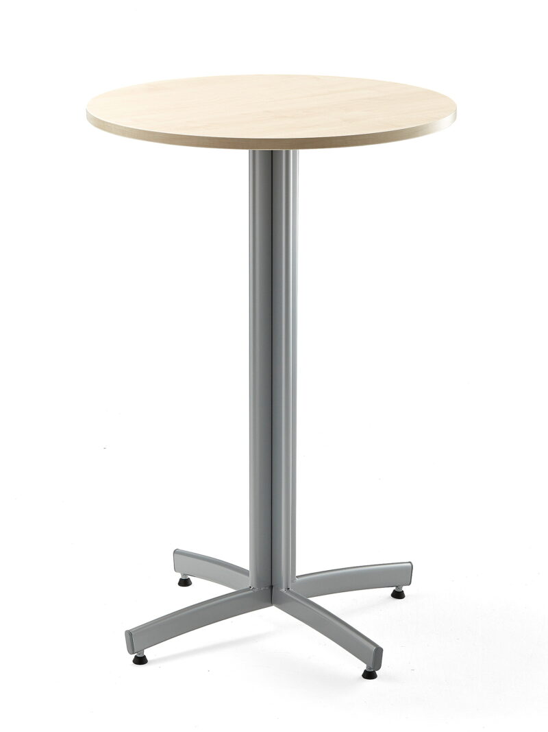 Stół barowy SANNA, Ø700x1050 mm, srebrny/brzoza