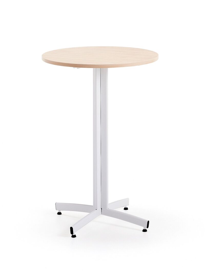 Stół barowy SANNA, Ø700x1050 mm, biały/brzoza