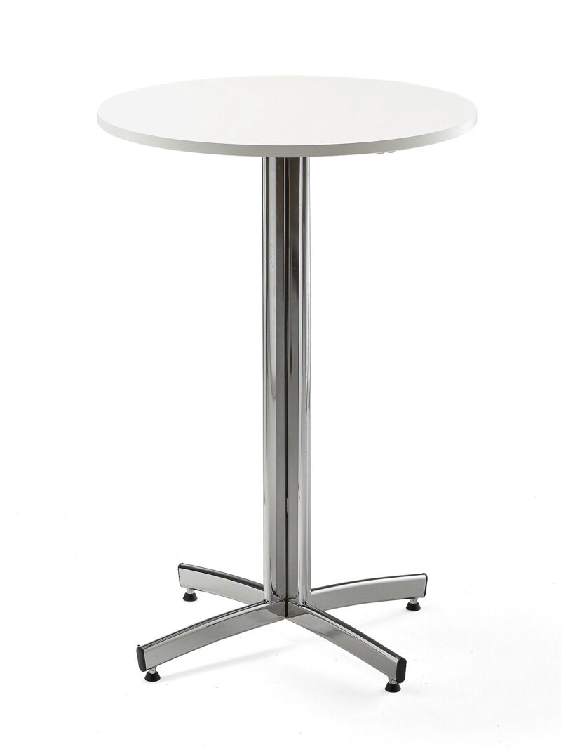 Stół barowy SANNA, Ø700x1050 mm, chrom/biały