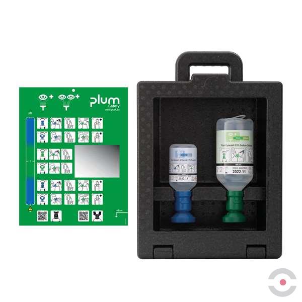 Zestaw naścienny zamykany Plum iBOX - roztwór do płukania oka, butelka 1x500 ml, 1x200 ml,