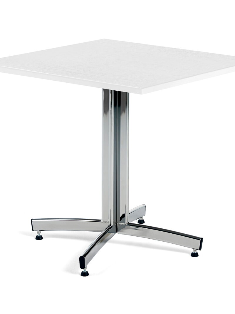 Klasyczny stół do kawiarni SANNA, 700x700x720 mm, chrom/biały