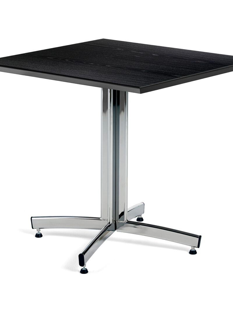 Klasyczny stół do kawiarni SANNA, 700x700x720 mm, chrom/czarny