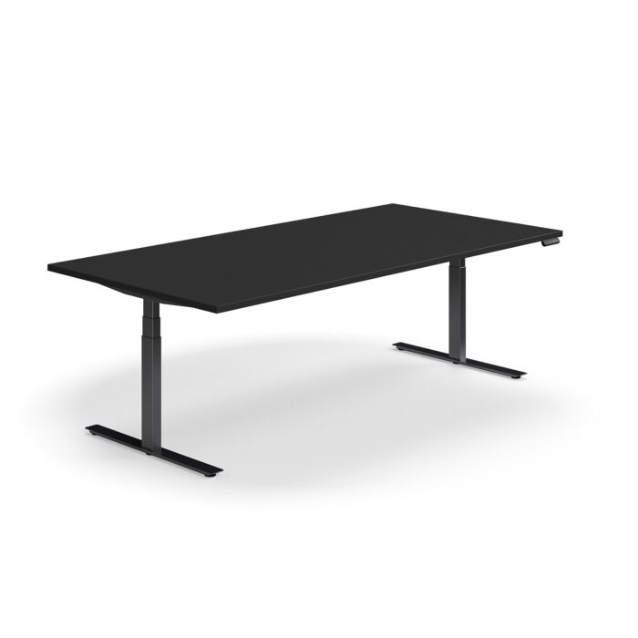 Stół do spotkań na stojąco QBUS, prostokątny, 2400x1200 mm, czarny, czarny